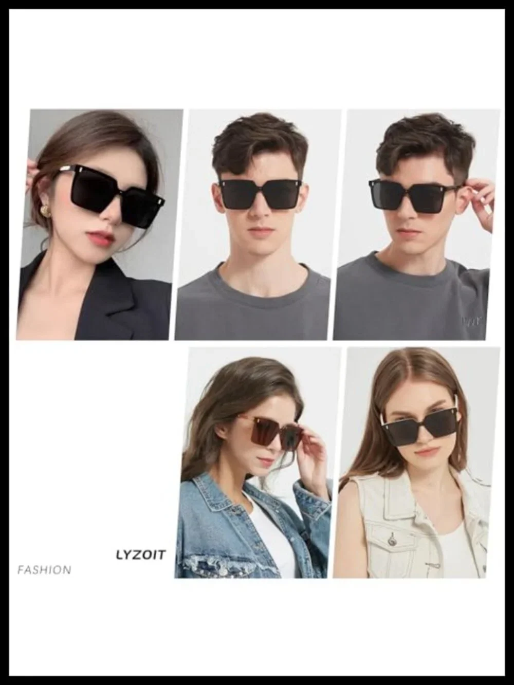 Oversized Square Sunglasses Women Men Rimless UV Protection